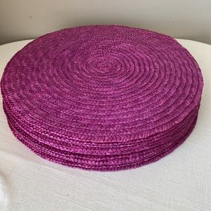 3/$15 🎁 One Dozen Fuchsia Placemats 14” Easy to Clean Braided Woven Synthetic